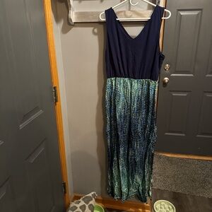 Faded Glory Navy and Green Maxi Dress